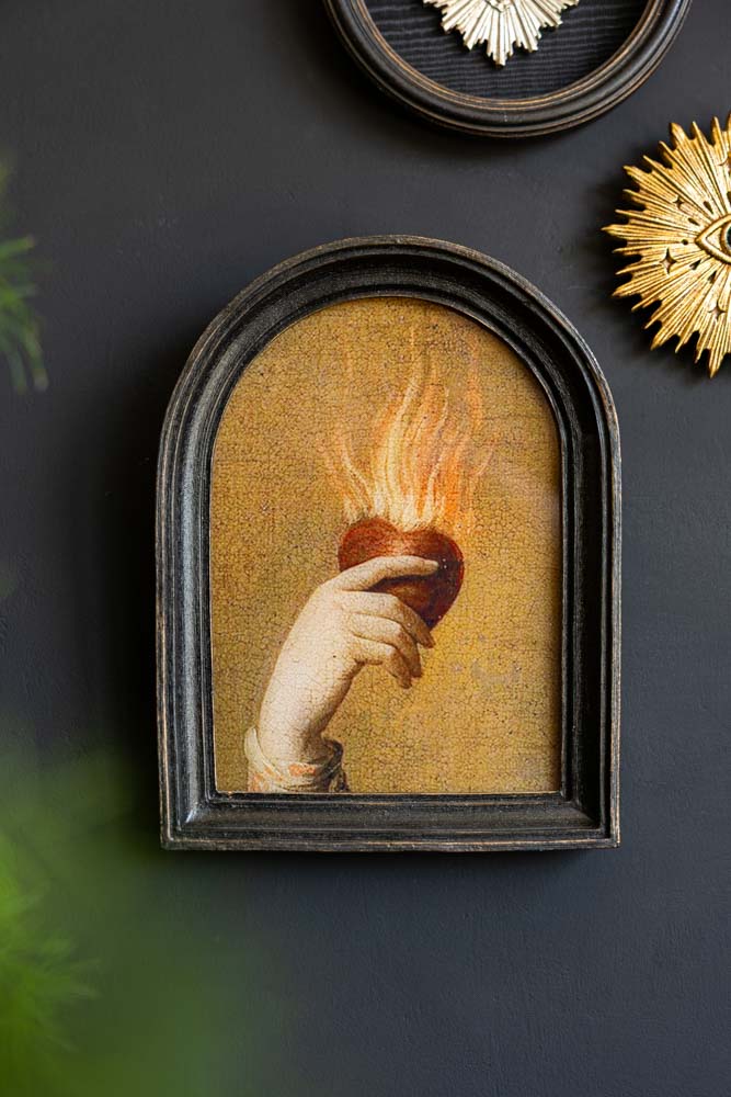 Art mural encadré « Cœur en feu »