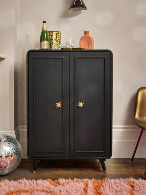 Armoire à boissons Ringo noire et dorée