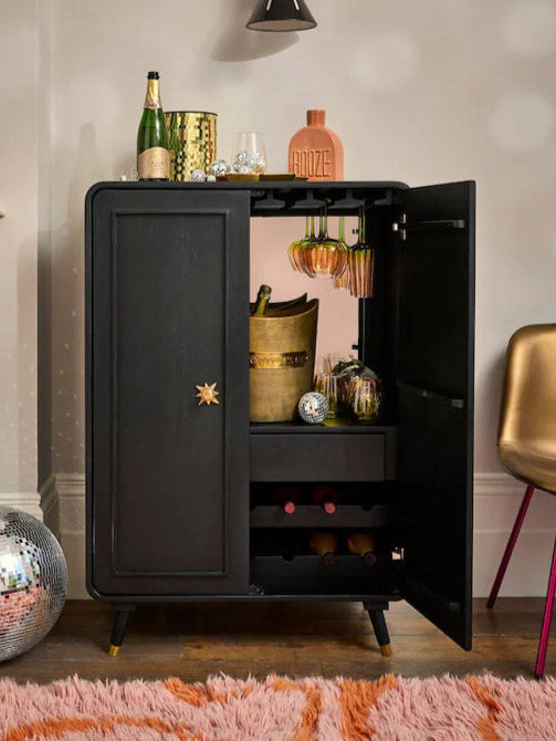 Armoire à boissons Ringo noire et dorée