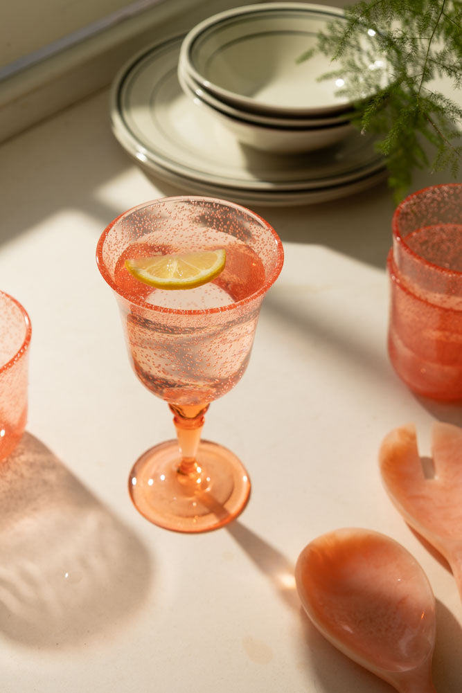Verre à vin pique-nique en acrylique rose corail