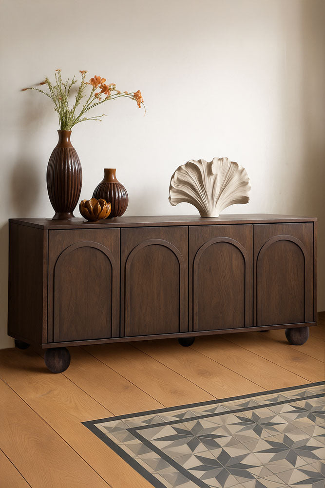 Buffet 4 portes en bois de manguier Arc Detail