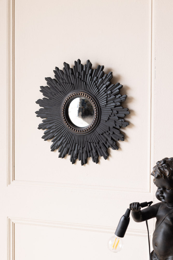 Miroir convexe traditionnel noir Starburst