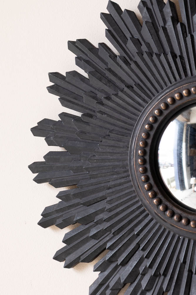 Miroir convexe traditionnel noir Starburst