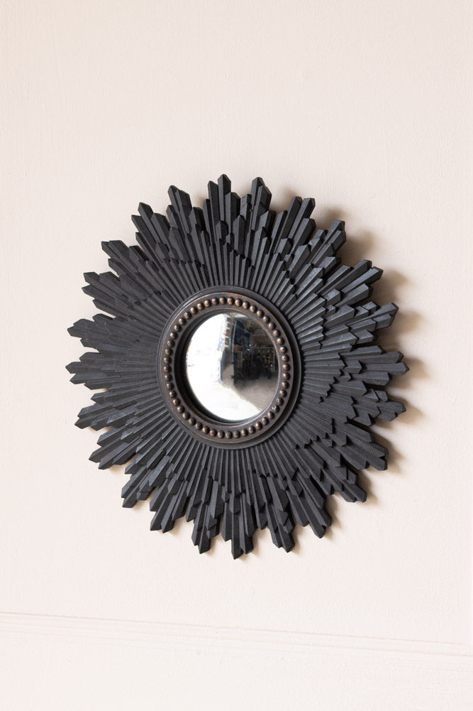 Miroir convexe traditionnel noir Starburst