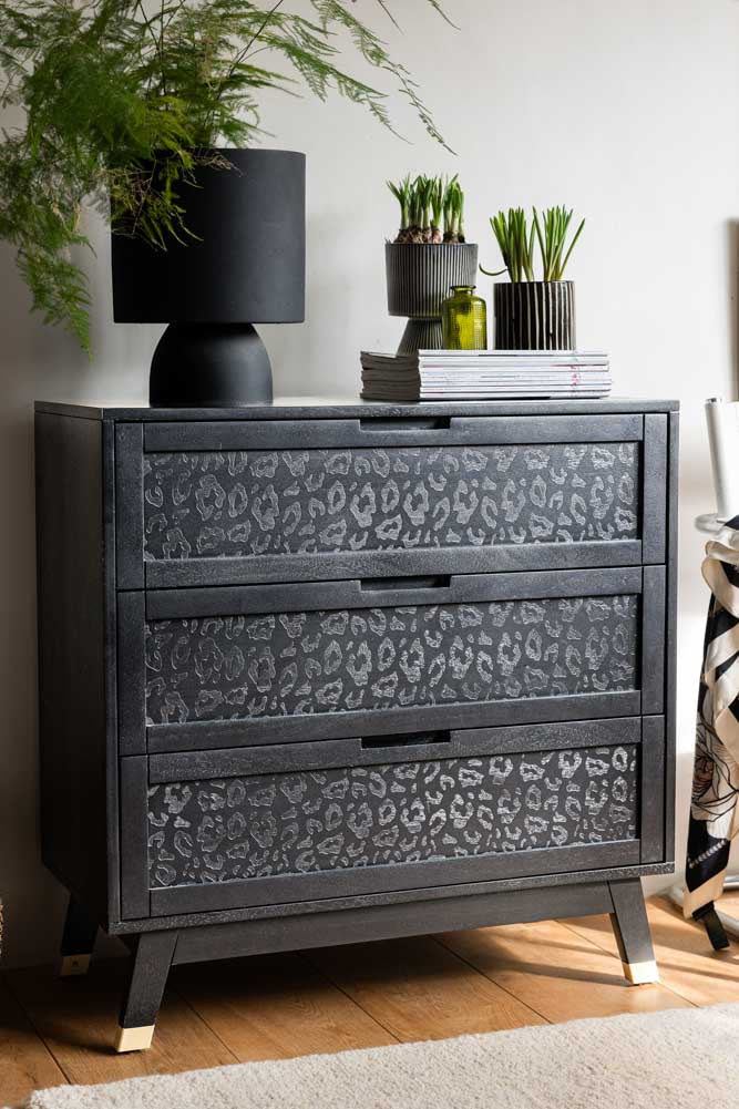Commode à imprimé léopard noir