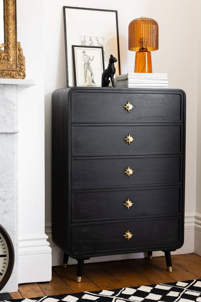 Commode Ringo noire et dorée