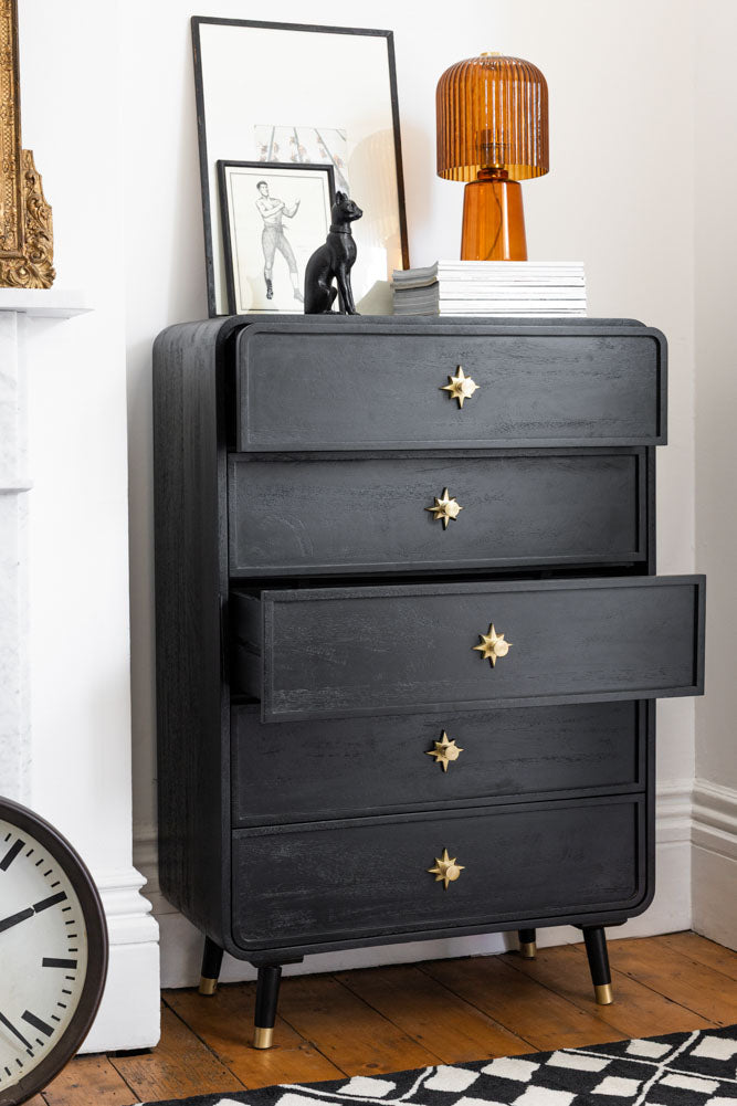 Commode Ringo noire et dorée