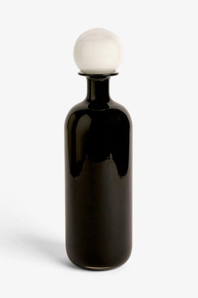 Grande bouteille d'apothicaire noire et blanche