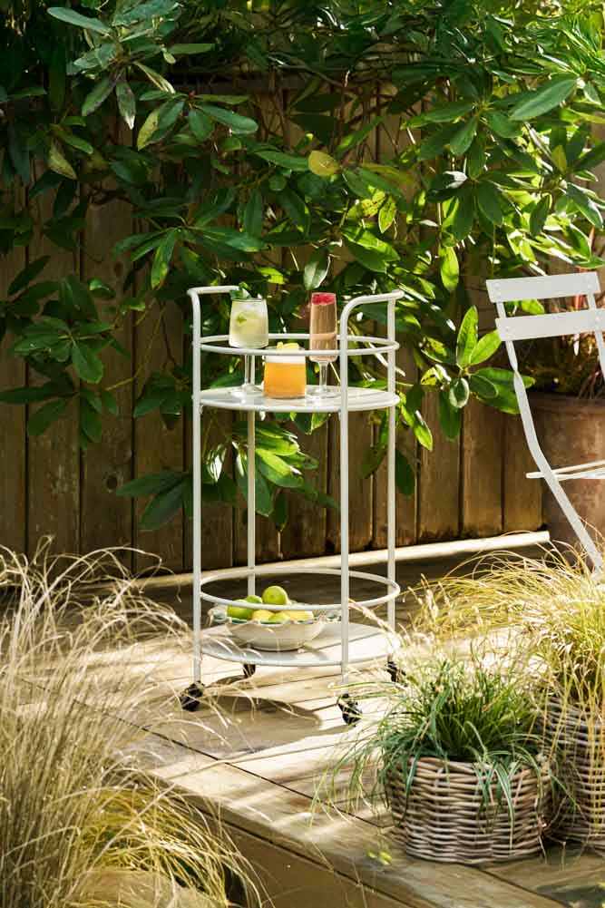 Chariot à boissons d'extérieur sans effort en argile