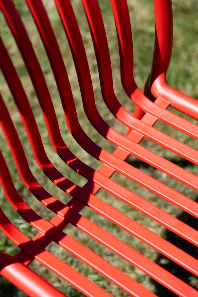 Chaise de salle à manger d'extérieur de jardin rouge