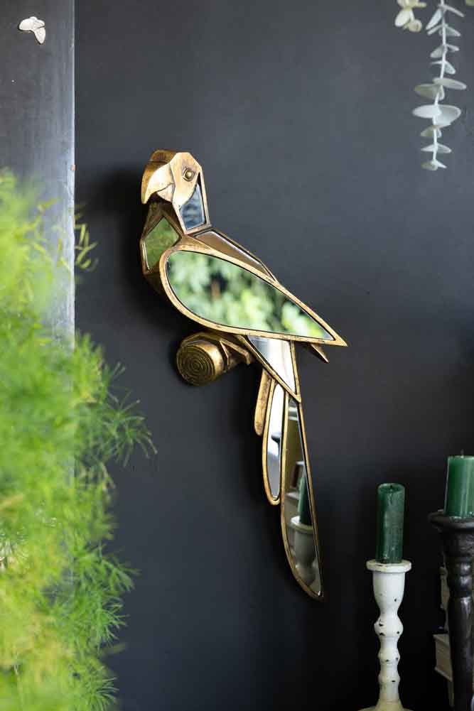 Miroir mural décoratif oiseau doré