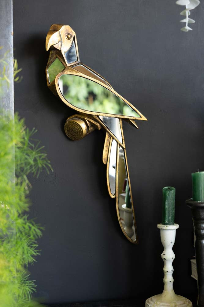 Miroir mural décoratif oiseau doré