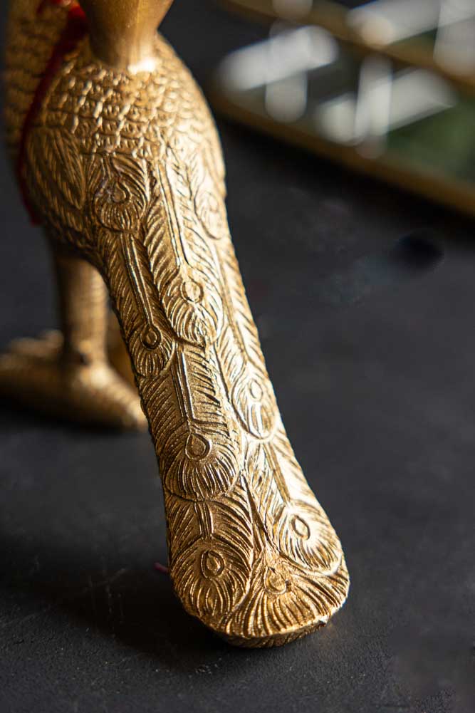 Bougeoir sur pied paon doré