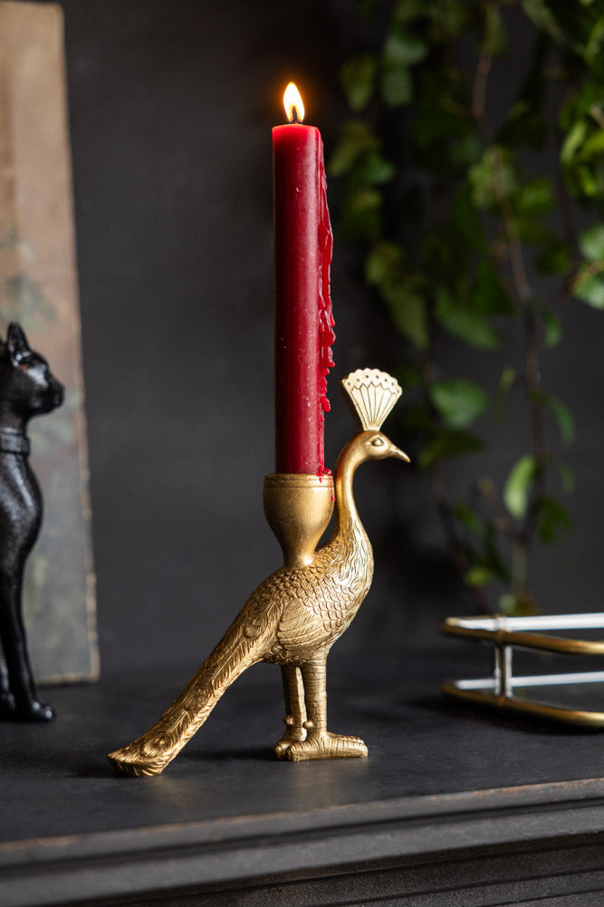 Bougeoir sur pied paon doré
