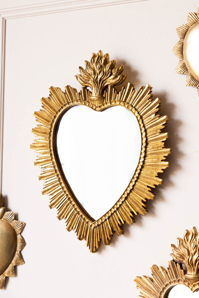 Miroir orné du Sacré-Cœur en or