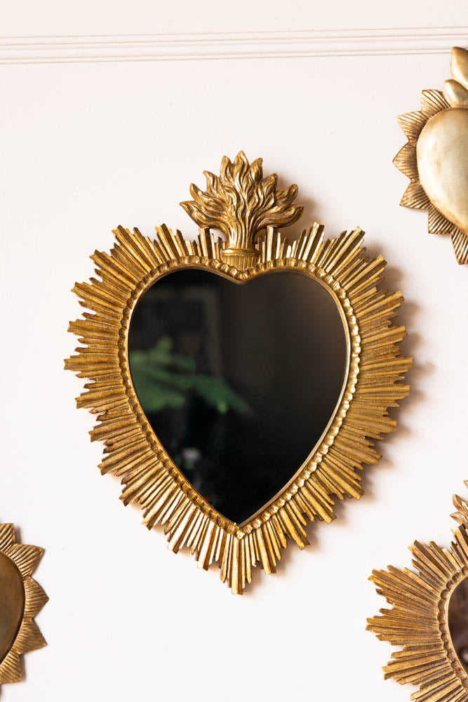 Miroir orné du Sacré-Cœur en or
