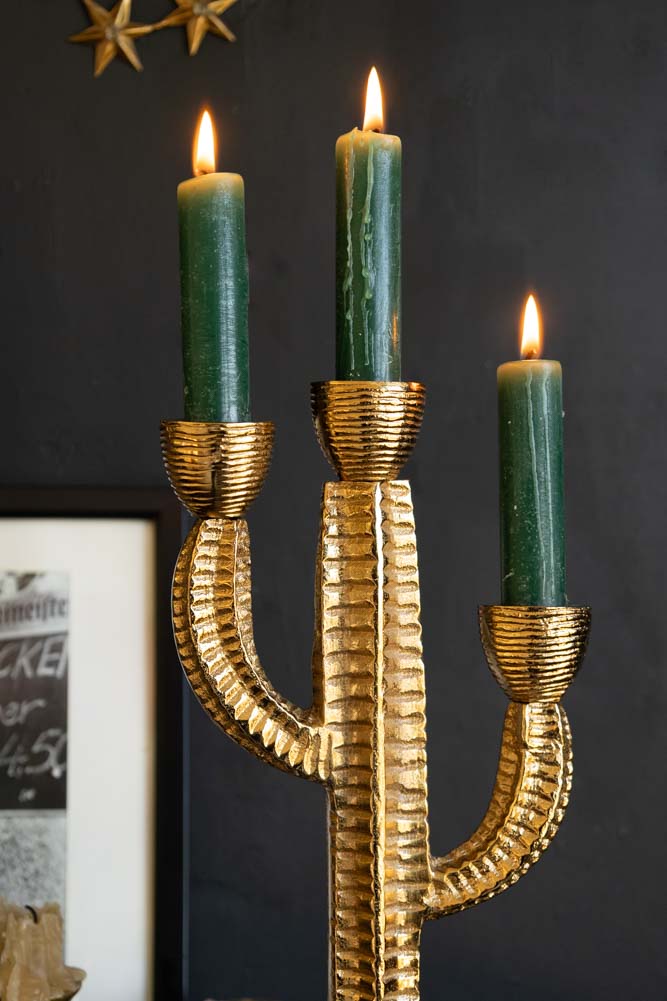 Magnifique bougeoir cactus doré