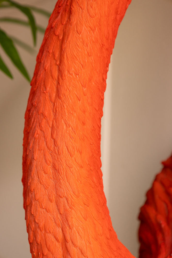 Grande tête de flamant rose artificielle murale