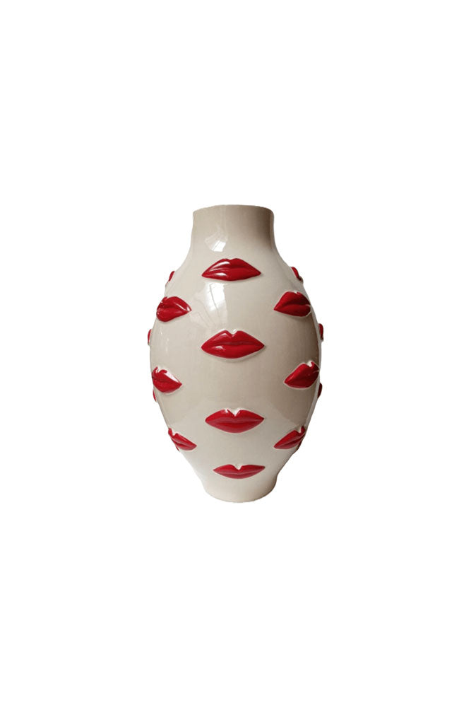 Grand vase à fleurs rouge « Embrasse-moi les lèvres »