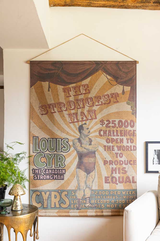 Grande décoration murale de style vintage représentant l'homme le plus fort du monde