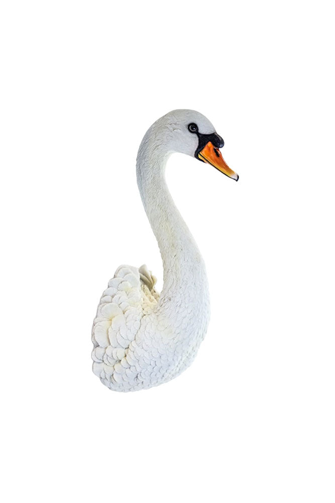 Grande décoration murale en fausse tête de cygne blanche