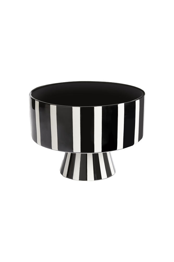 Bol à pied rayé noir et blanc